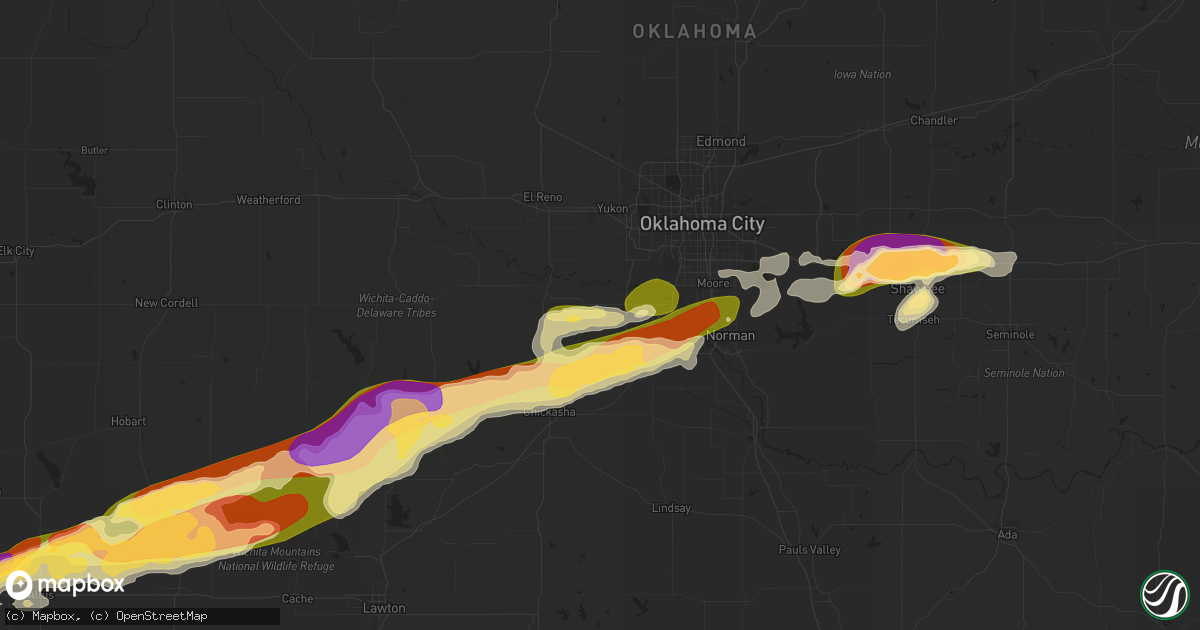 Hail map in Tuttle, OK on September 19, 2023