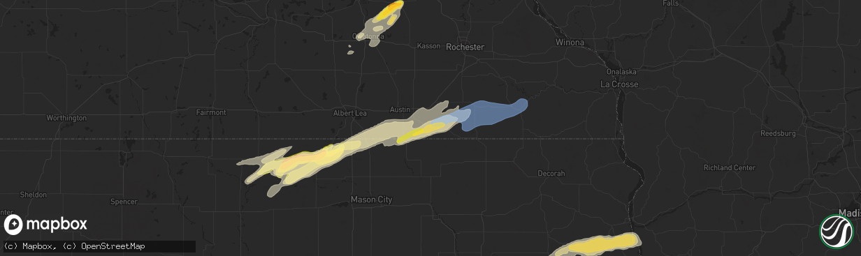 Hail map in Adams, MN on September 19, 2024