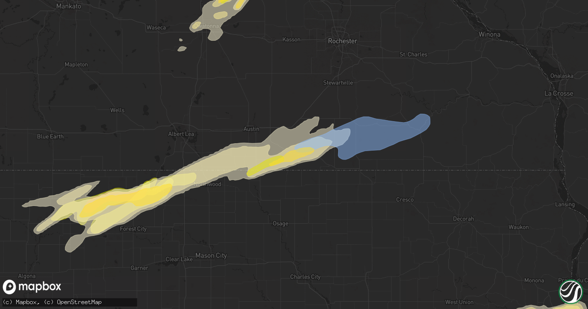 Hail map in Adams, MN on September 19, 2024