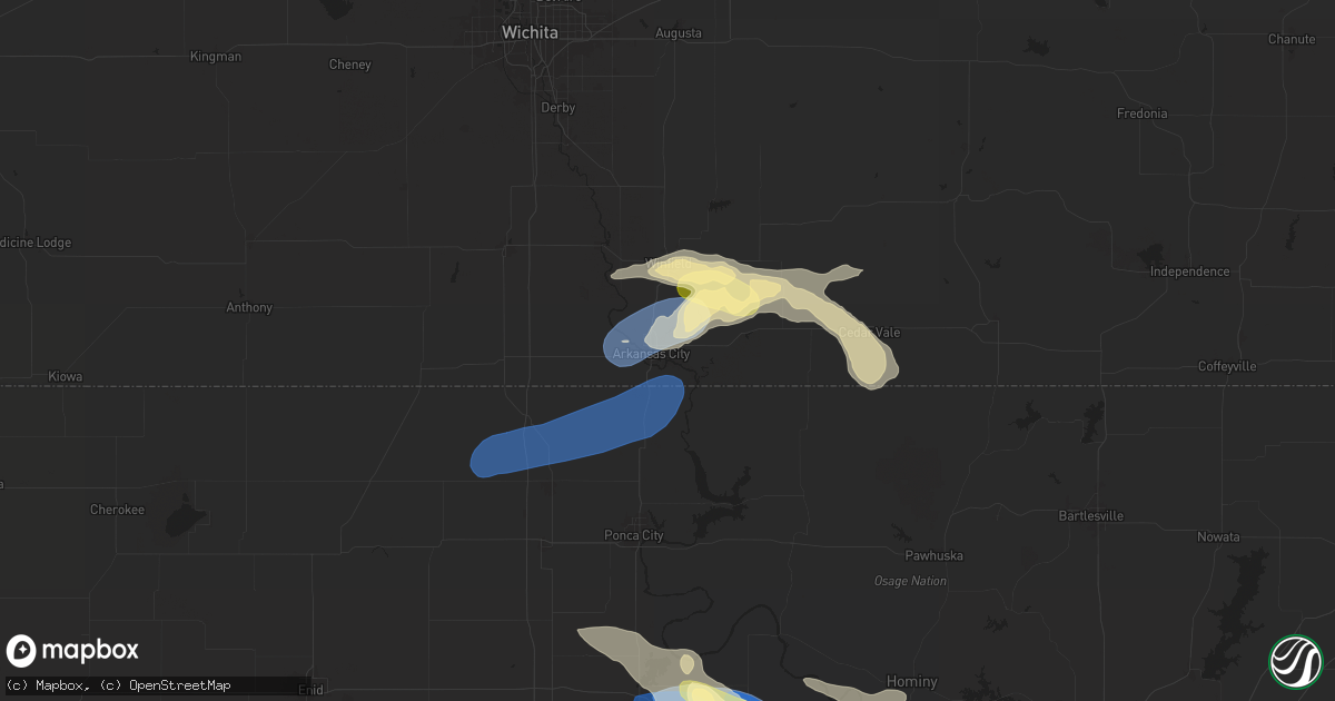 Hail map in Arkansas City, KS on September 19, 2024