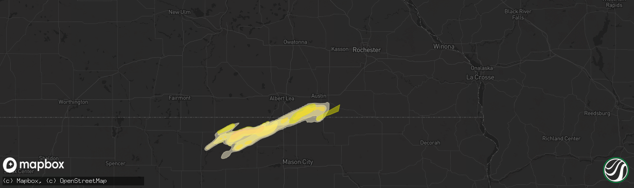 Hail map in Austin, MN on September 19, 2024