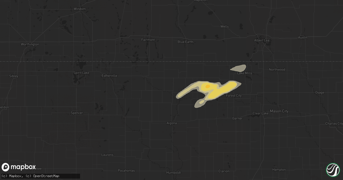 Hail map in Bancroft, IA on September 19, 2024