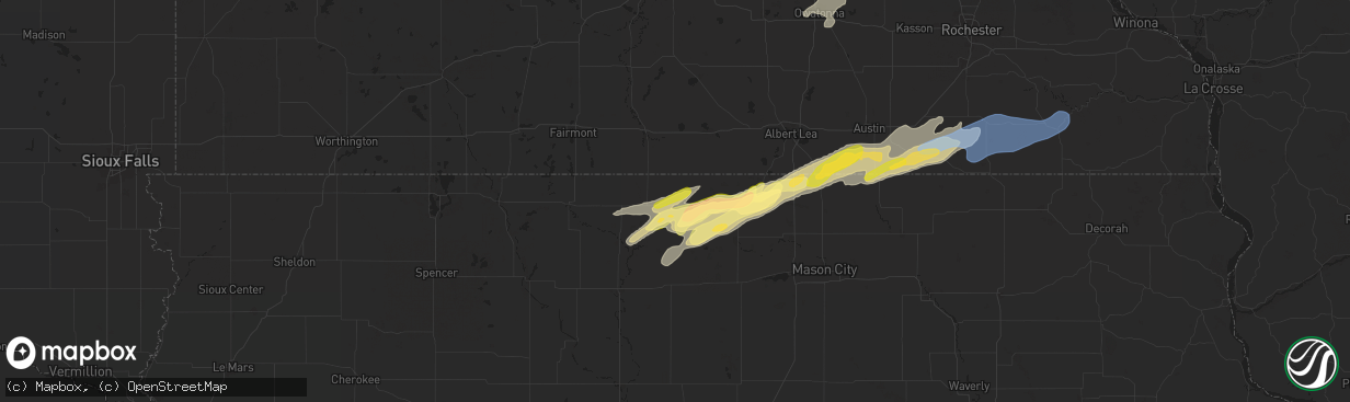 Hail map in Buffalo Center, IA on September 19, 2024