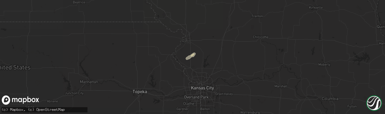 Hail map in Dearborn, MO on September 19, 2024