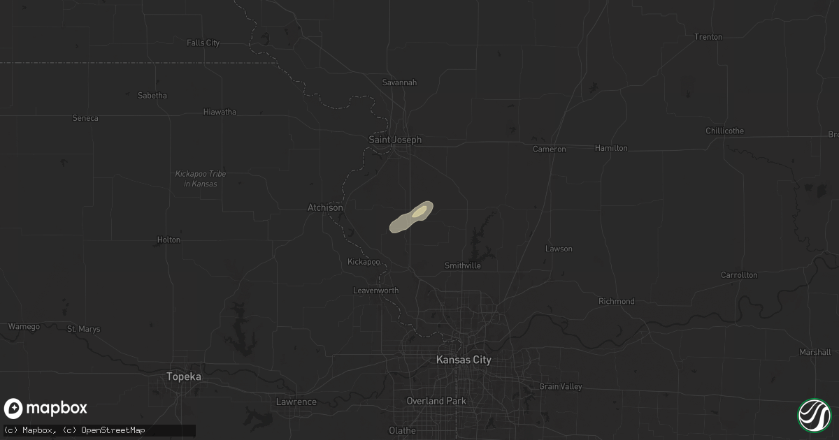 Hail map in Dearborn, MO on September 19, 2024