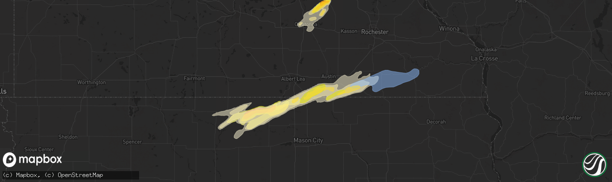 Hail map in Glenville, MN on September 19, 2024