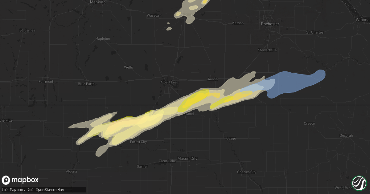 Hail map in Glenville, MN on September 19, 2024