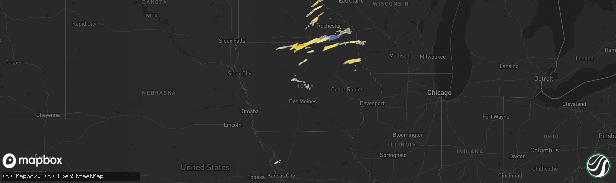 Hail map in Iowa on September 19, 2024