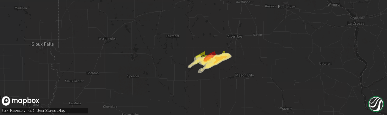 Hail map in Lakota, IA on September 19, 2024