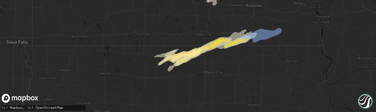 Hail map in Leland, IA on September 19, 2024