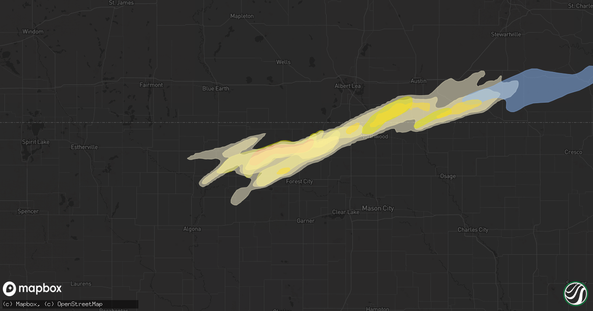 Hail map in Leland, IA on September 19, 2024