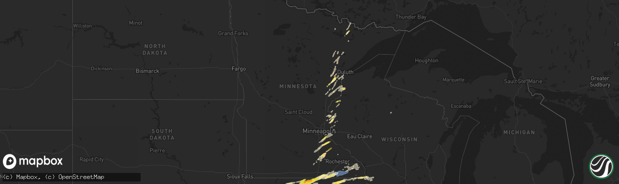 Hail map in Minnesota on September 19, 2024