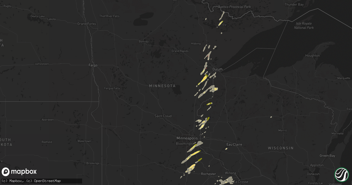 Hail map in Minnesota on September 19, 2024