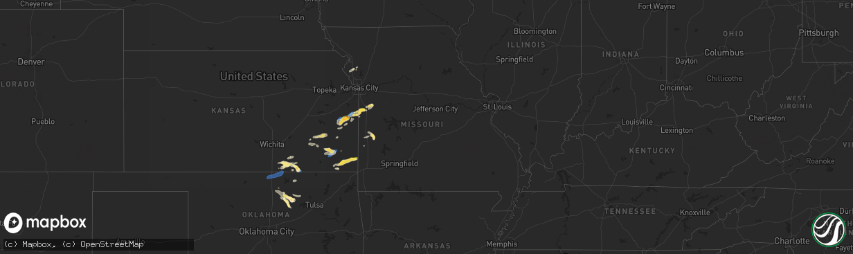 Hail map in Missouri on September 19, 2024