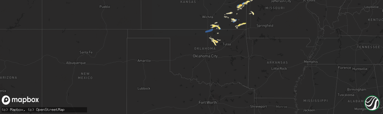 Hail map in Oklahoma on September 19, 2024