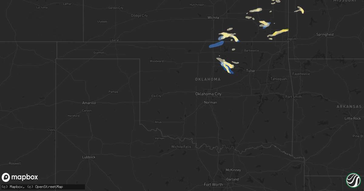 Hail map in Oklahoma on September 19, 2024