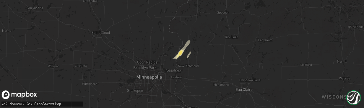 Hail map in Osceola, WI on September 19, 2024