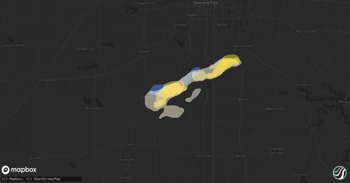 Hail map in Parker, KS on September 19, 2024
