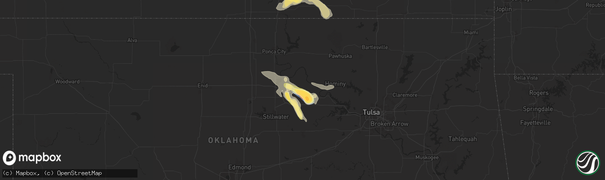 Hail map in Pawnee, OK on September 19, 2024