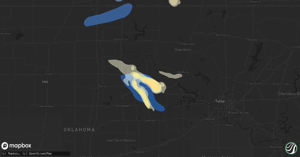 Hail map in Pawnee, OK on September 19, 2024