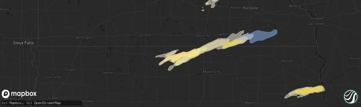 Hail map in Thompson, IA on September 19, 2024