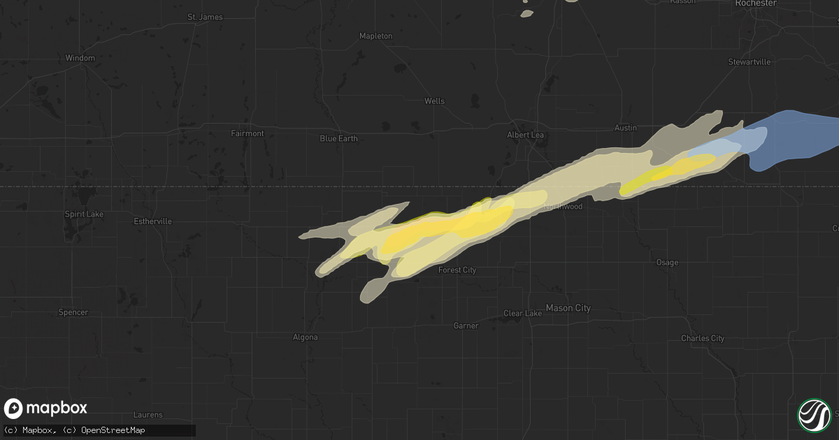 Hail map in Thompson, IA on September 19, 2024