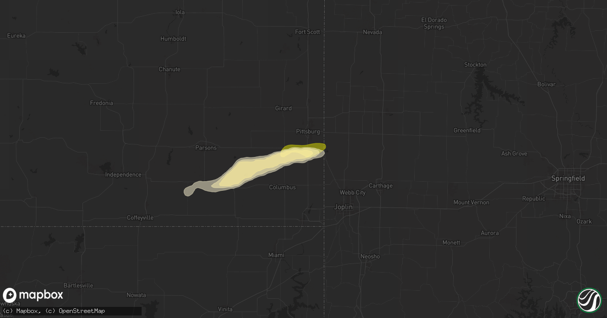 Hail map in Weir, KS on September 19, 2024