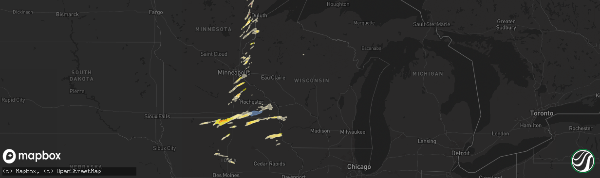 Hail map in Wisconsin on September 19, 2024