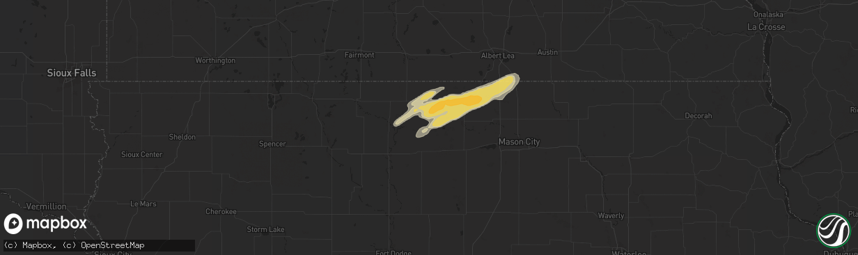 Hail map in Woden, IA on September 19, 2024