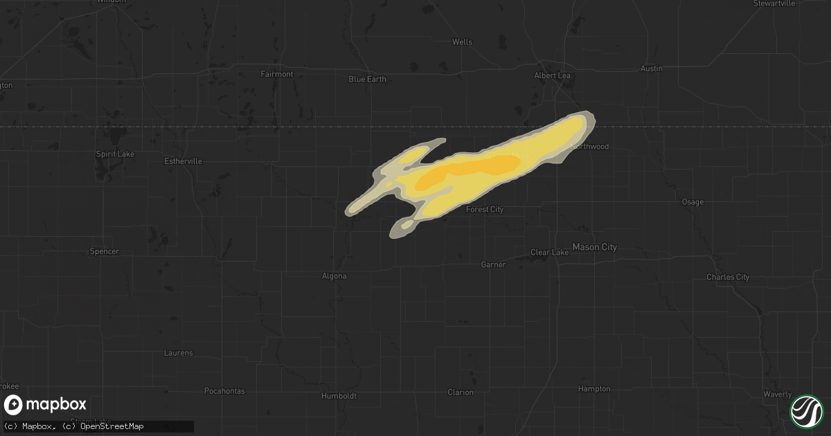 Hail map in Woden, IA on September 19, 2024