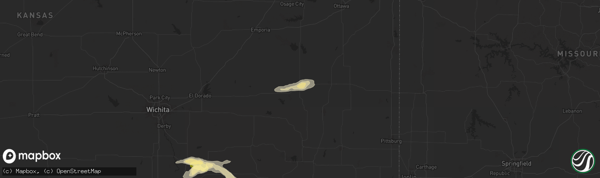 Hail map in Yates Center, KS on September 19, 2024