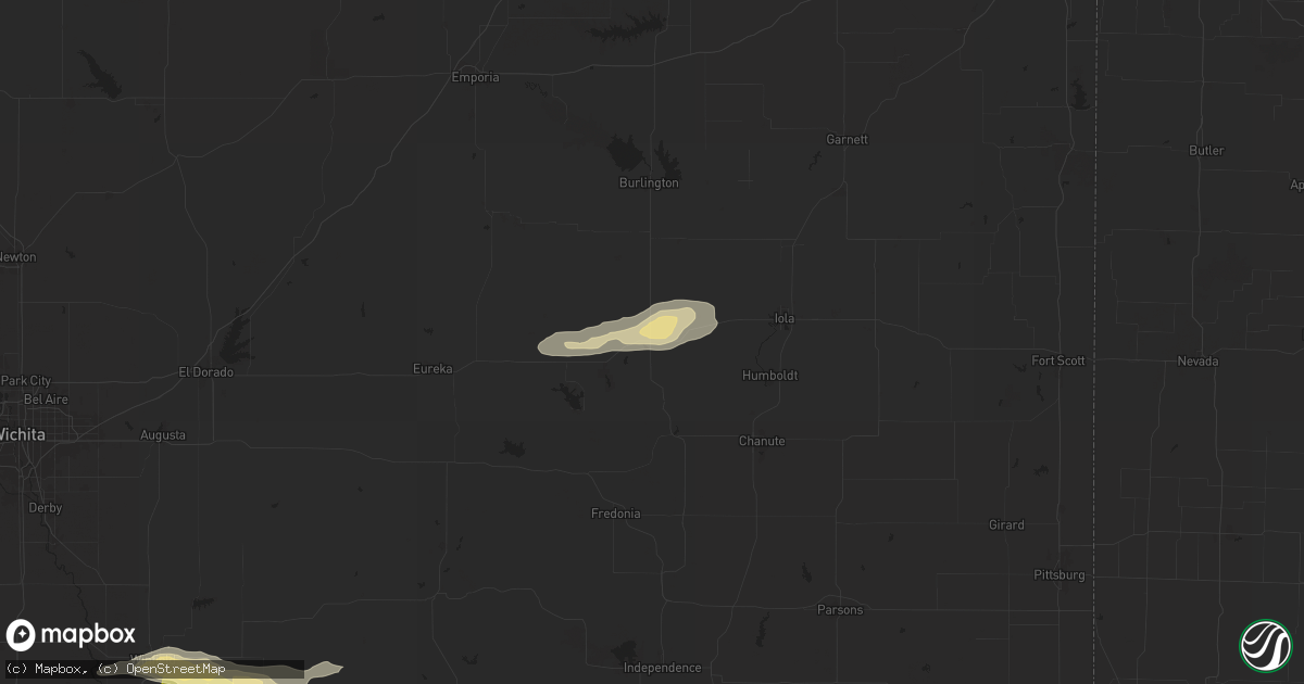 Hail map in Yates Center, KS on September 19, 2024
