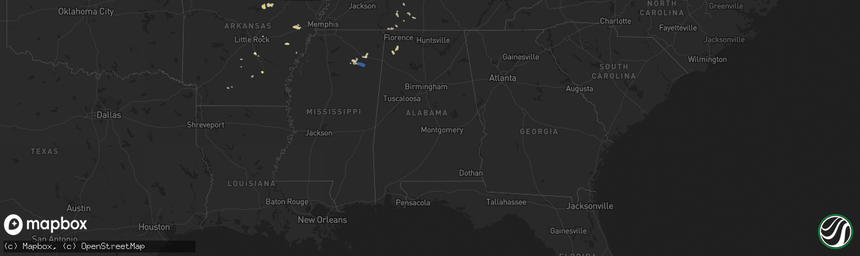 Hail map in Alabama on September 19, 2025