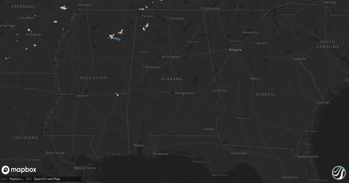 Hail map in Alabama on September 19, 2025