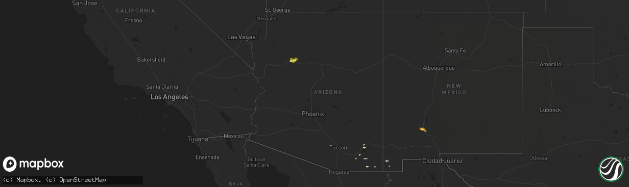 Hail map in Arizona on September 19, 2025