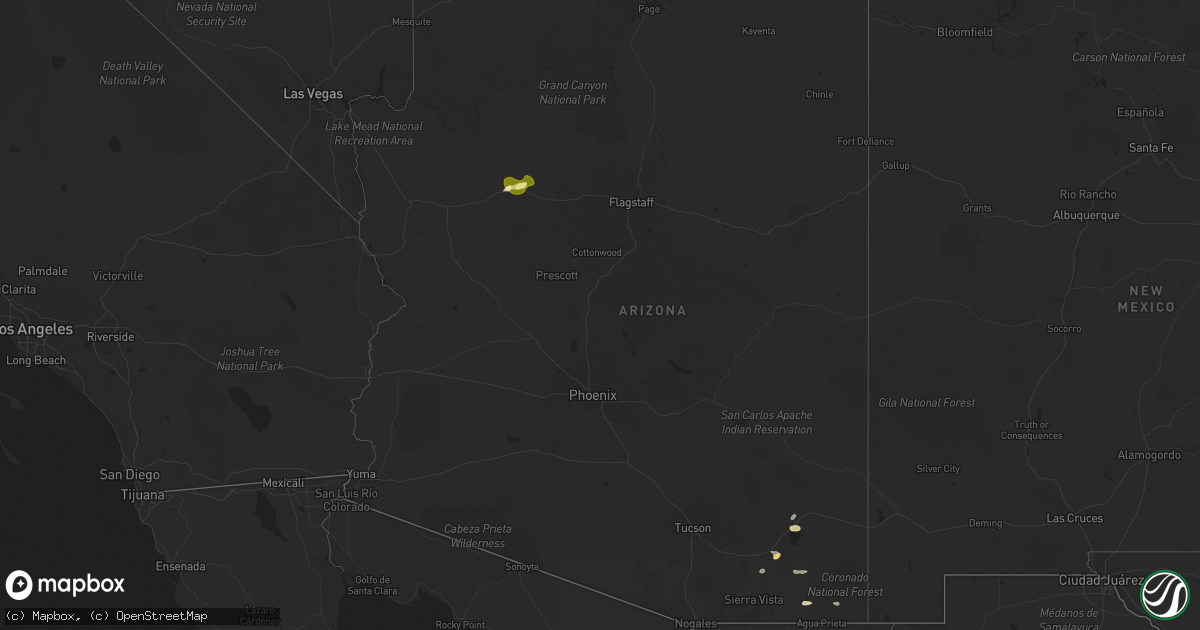 Hail map in Arizona on September 19, 2025