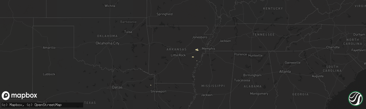 Hail map in Arkansas on September 19, 2025