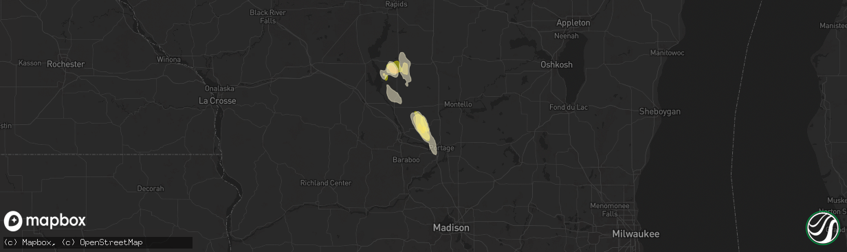 Hail map in Briggsville, WI on September 19, 2025
