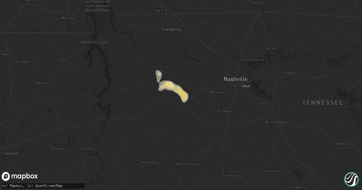 Hail map in Burns, TN on September 19, 2025