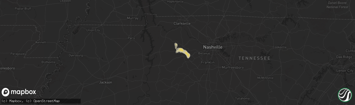 Hail map in Dickson, TN on September 19, 2025