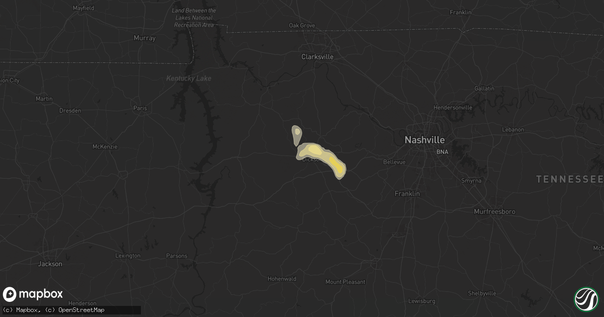 Hail map in Dickson, TN on September 19, 2025
