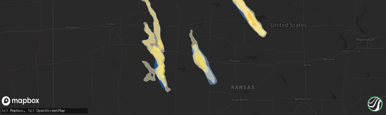 Hail map in Ellis, KS on September 19, 2025