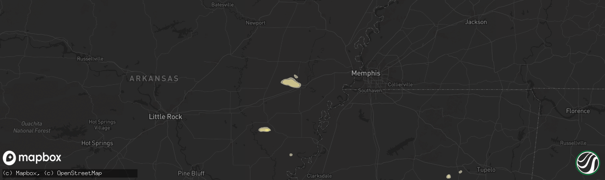 Hail map in Forrest City, AR on September 19, 2025