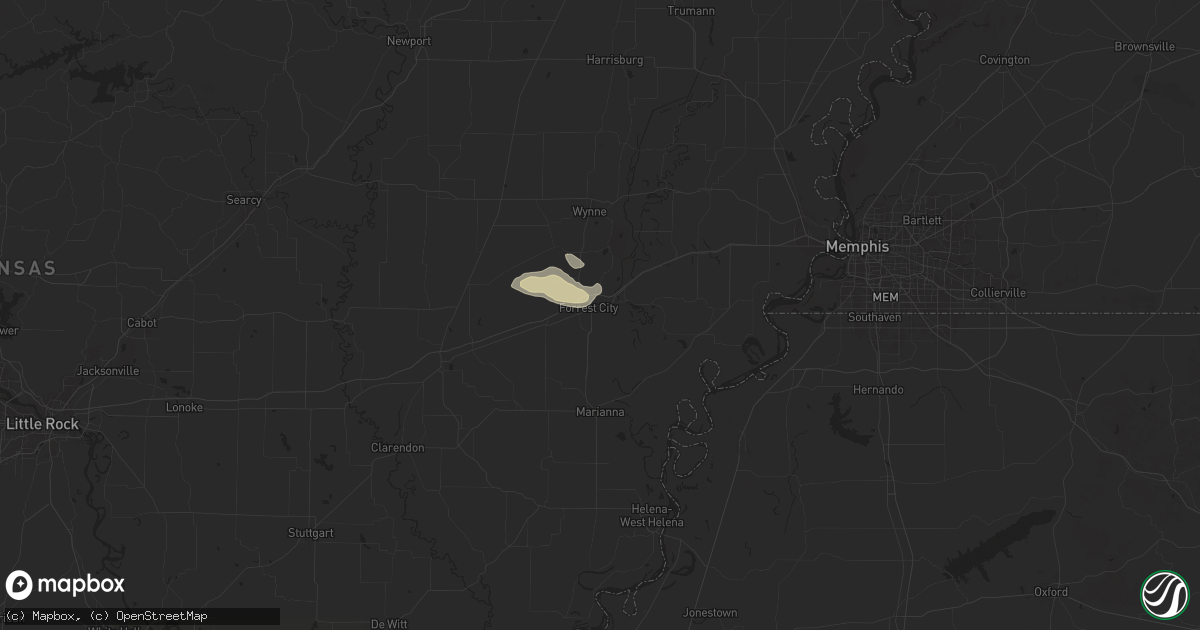 Hail map in Forrest City, AR on September 19, 2025