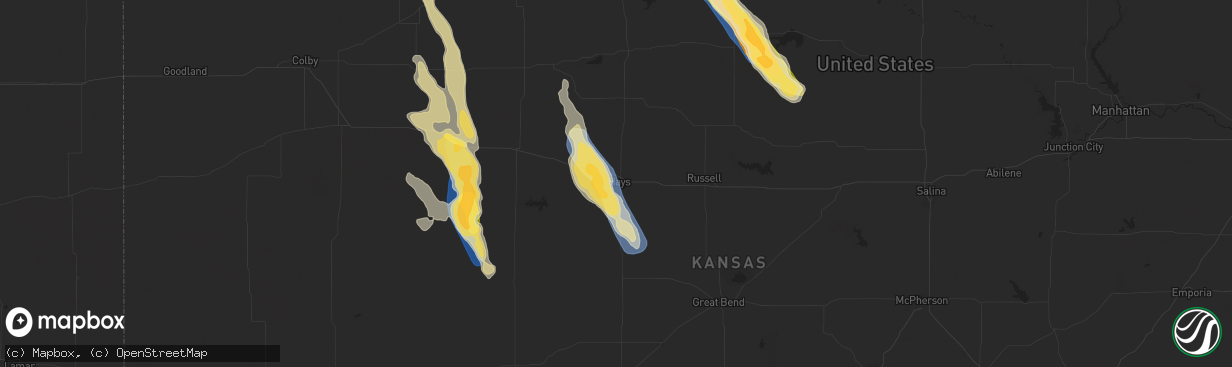 Hail map in Hays, KS on September 19, 2025