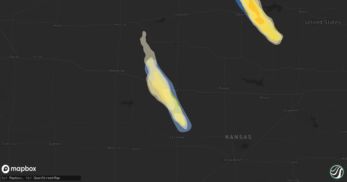 Hail map in Hays, KS on September 19, 2025