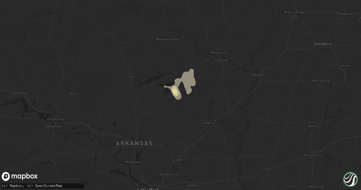 Hail map in Heber Springs, AR on September 19, 2025