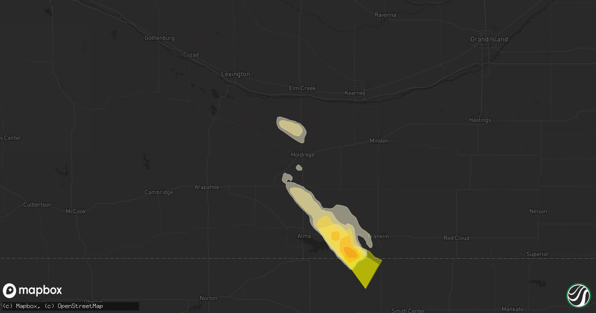 Hail map in Holdrege, NE on September 19, 2025