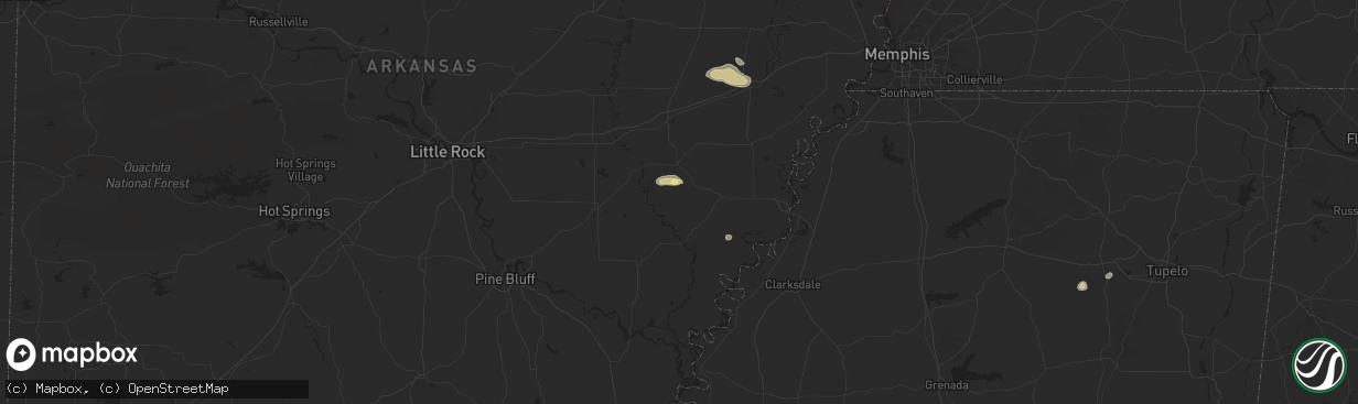 Hail map in Holly Grove, AR on September 19, 2025
