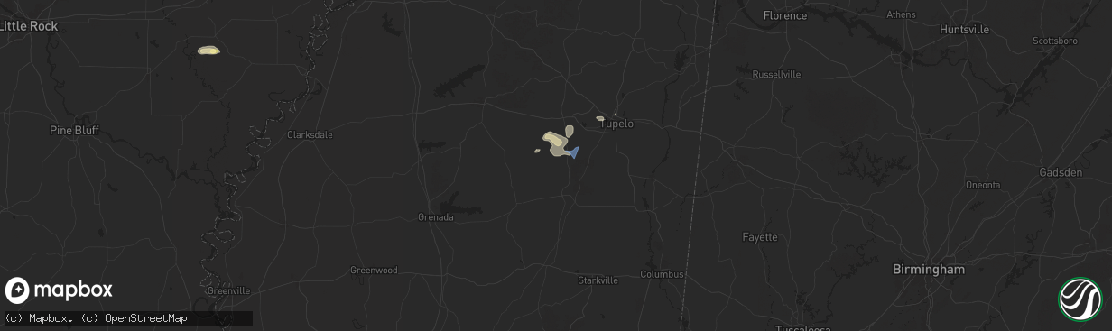 Hail map in Houlka, MS on September 19, 2025